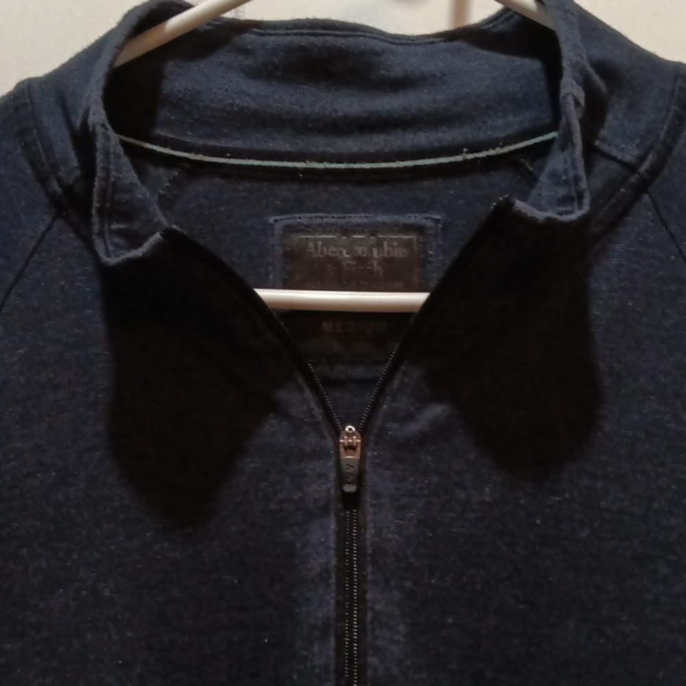 Abercrombie Dark Blue Quarter-Zip Shirt. - Picture 4 of 10